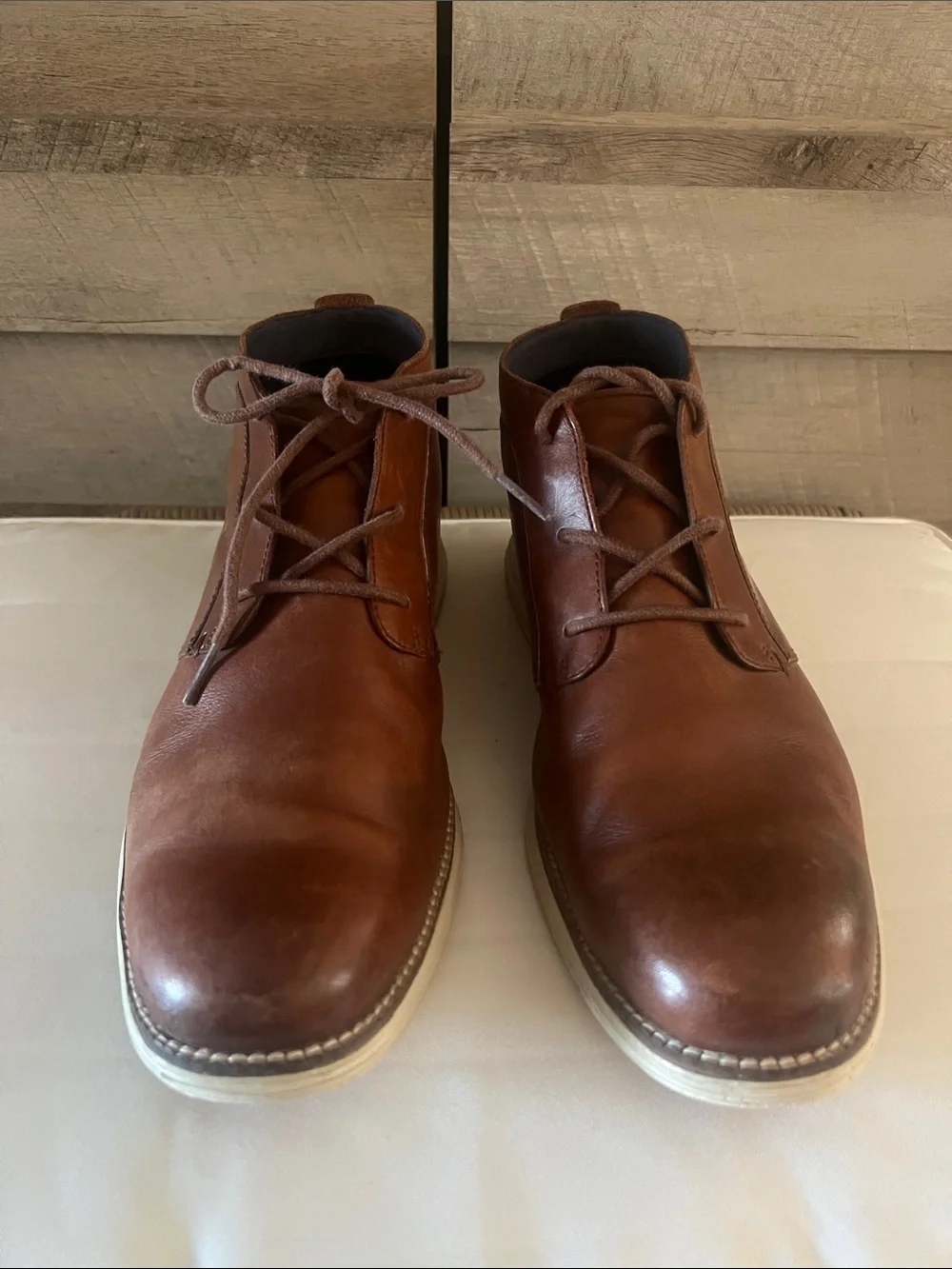 Cole Haan Grand.OS Mens 10.5 M Brown Leather Chukka Boots Lace Up Casual Shoes